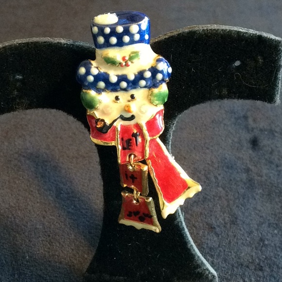 Vintage NWOT Christmas Snowman Trembler Brooch - Picture 1 of 4